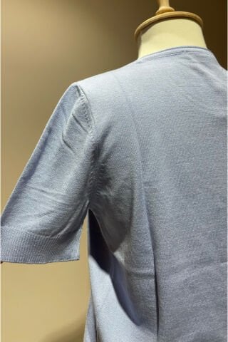 Kuş Detaylı Taş İşlemeli Triko Bebek Mavisi