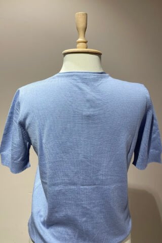 Kuş Detaylı Taş İşlemeli Triko Bebek Mavisi