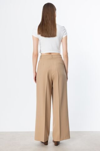 On Pile Detaylı Geniş Paça Pantolon Oranj MOCHA - 36