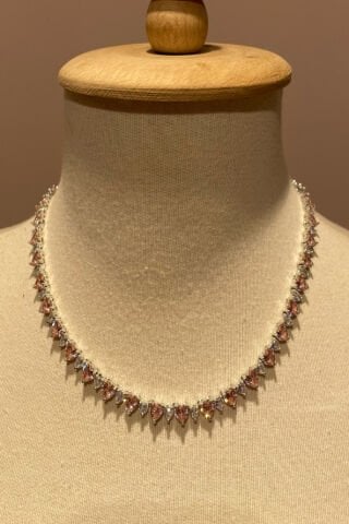 Özel Tasarım Gümüş Pembe Karışımı Kolye