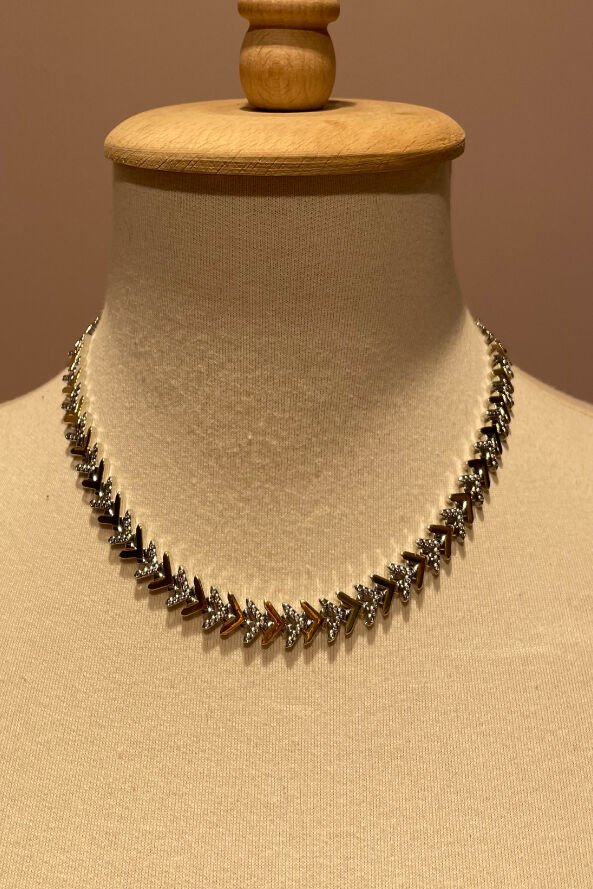 Özel Tasarım Gold Gümüş Geçişli Kolye