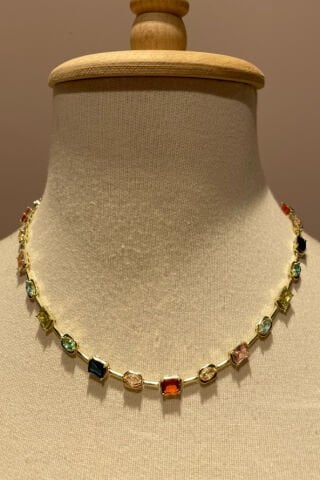 Renk Geçişli Gold Detay Kolye