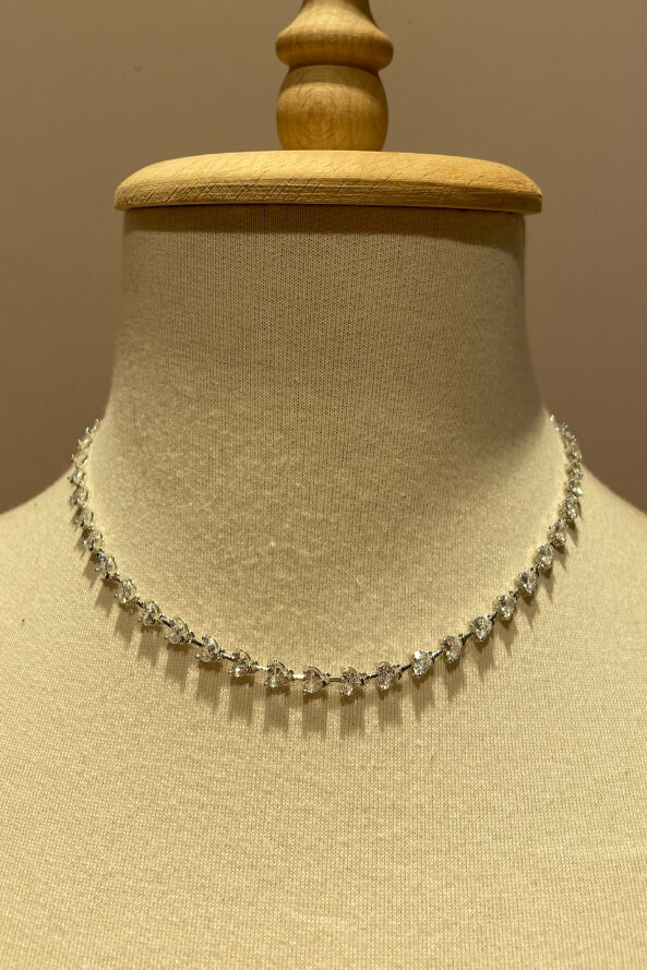 Kalp Desenli Su Yolu Kolye Gümüş