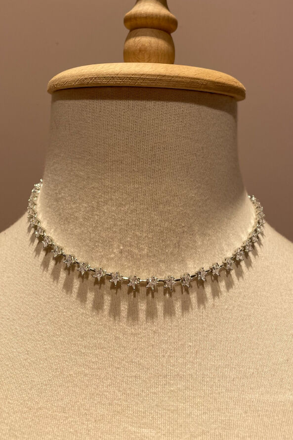 Yıldız Desenli Su Yolu Kolye Gümüş