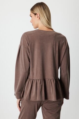 On Pileli Kapak Cepli Ceket Kahve