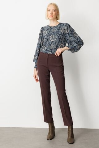 Ekol Dar Paça Krep Pantolon Kahve