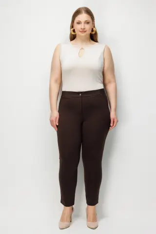 Ekol Beli Kalın Lastikli Yan Cepli Pantolon KAHVE - 46