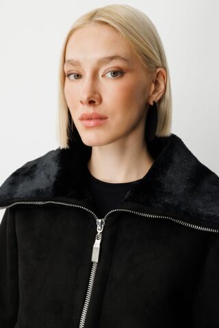 Ekol İçi Peluşlu Güderi Mont SİYAH