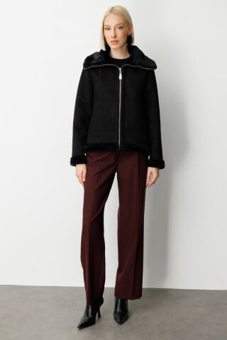 Ekol İçi Peluşlu Güderi Mont SİYAH