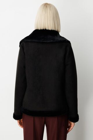 Ekol İçi Peluşlu Güderi Mont SİYAH