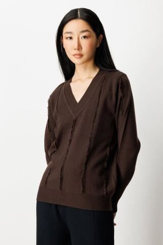 On Yaka Şerit Kırçıllı Triko Kazak