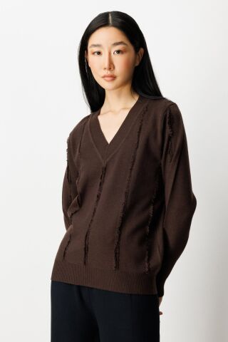 On Yaka Şerit Kırçıllı Triko Kazak