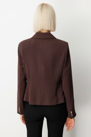 Ekol Kruvaze Yaka Vatkalı Ceket Kahve