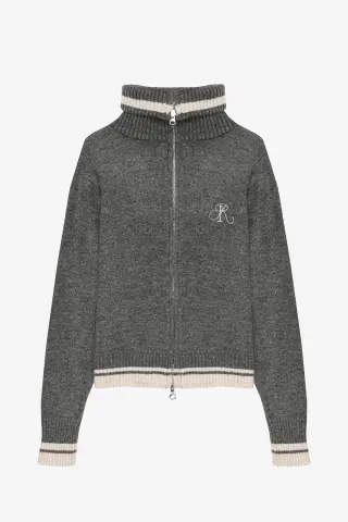 QUZU Fermuarlı Dik Yaka Triko Hırka Antrasit