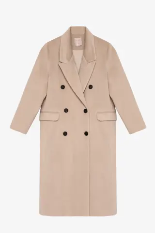 QUZU Vatkalı Yırtmaçlı Uzun Kaşe Kaban Taş