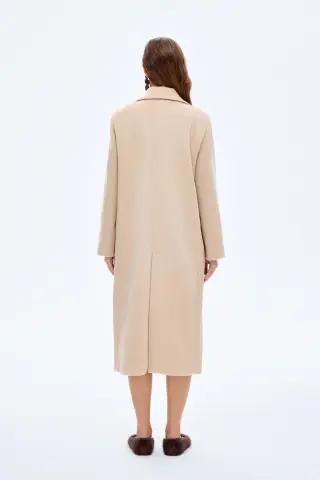 QUZU Vatkalı Yırtmaçlı Uzun Kaşe Kaban Taş