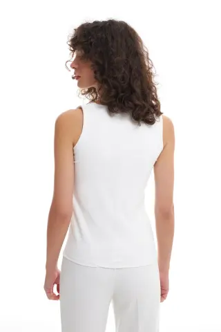 QUZU Kalın Askılı Basic Bluz EKRU - L