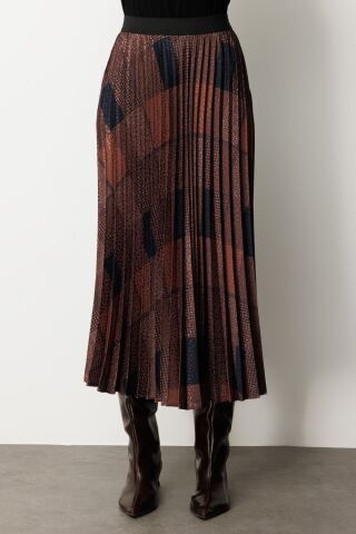 Ekol Desenli Piliseli Etek Kahve