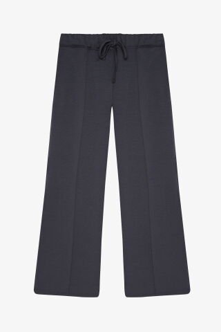 Quzu Dikiş Detaylı Yumuşak Dokulu Bol Paça Pantolon S - FÜME