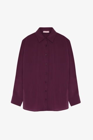 Quzu Oversize Gömlek S - BORDO
